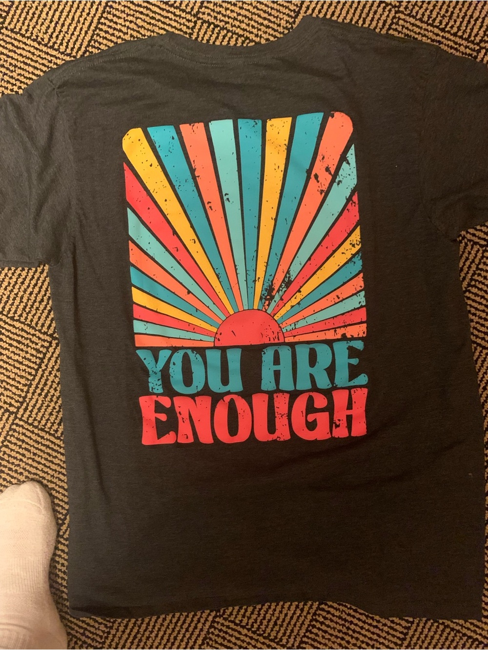 You Are Enough Graphic Tee - Black with Multicolor Sunburst